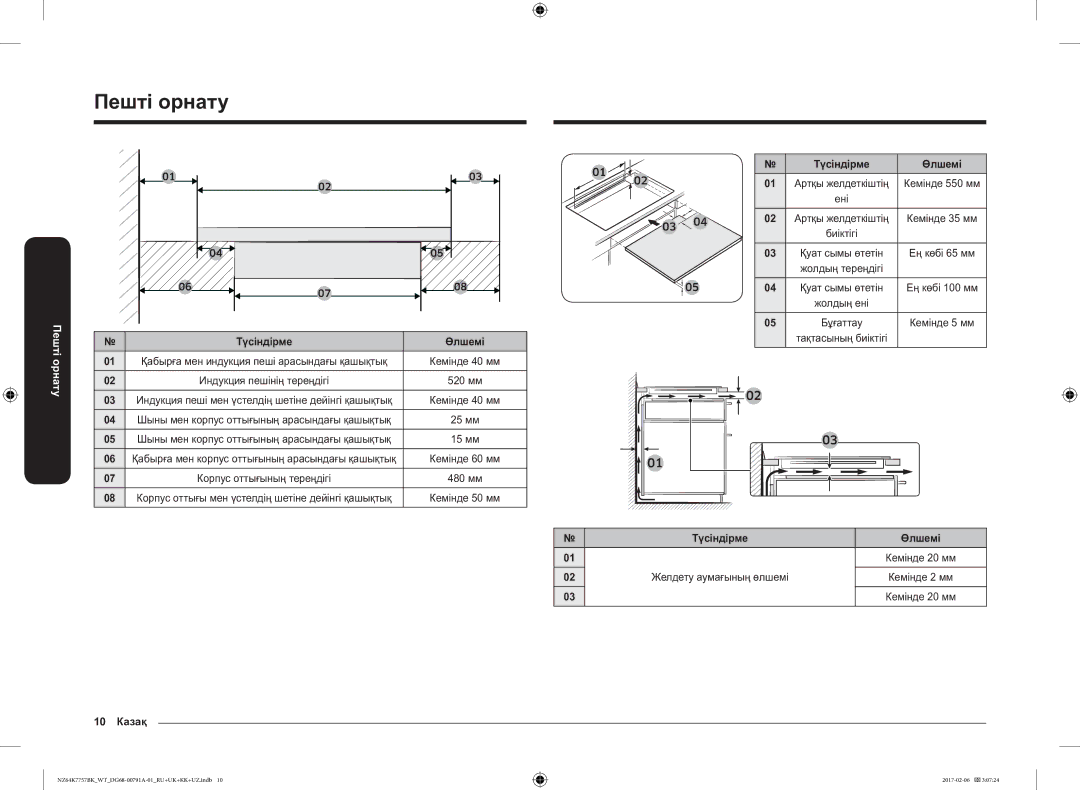 Samsung NZ64K7757BK/WT manual 10 Казақ, Түсіндірме Өлшемі 